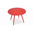 Table basse de jardin ronde en acier thermolaqué Palavas rouge - 50 x 34 cm-0