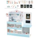 COSTWAY Centre Médical Enfant En Bois – Hôpital Jouet Avec CT Mobile, Tableau Optique, Outils Docteur, étagères, Pour 3+ Ans (bleu)