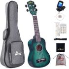 BRAND Ukulélé Soprano - Winzz - 21 - Couleur Cyan Foncé - Accessoires Inclus - Pour Débutants et Professionnels