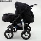 BAZARLAND30 Poussette 3 en 1 Bébé Combinée Siège-Auto Nacelle Trio Réversible Réglable Haute Qualité Roues increvables Canne.vert