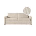 LOUNGITUDE Canapé convertible express AGATHE 160x190cm en velours côtelé - Matelas épaisseur 13cm - Beige