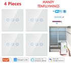MANDY TENFLLYWINGS 4 Pièces Interrupteur Volet Roulant Connecté WiFi,Pour Volets Roulants Rideau avec Alexa,Google Assistant,Smart Life,Tuya App