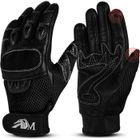 ADM. ADM Gants Moto Scooter En Cuir Homologués CE + Logo Motard Équipement Souple & Respirant - Noir