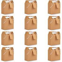 Belle Vous Boite Cadeau Carton Kraft avec Etiquettes et Ruban (Lot de 20) - 16 x 14,7 x 6,5 cm - Boite Papier Kraft Marron pour Anni