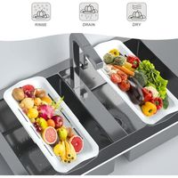 ZuYoo Panier de Vidange Cuisine Passoire Support Vidange D'évier en Plastique Rétractable pour lavage Vaisselle Fruits Légumes