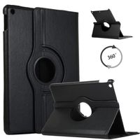 Coque iPad 10.2 Housse Étui (iPad 7- iPad 8) Antichoc avec Support 360° Rotation PU Cuir -noir