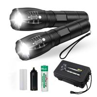 JINZDASU 2 Pcs Lampe Torche LED Ultra Puissante,5 Modes D'éclairage,Lampe Tactique étanche IP65,Sans Chargeur