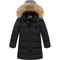 Enfant Fille Parka Veste Manteau Longue Blouson Epaisse Manteau à Capuche Fourrure Chaud Hiver pour,Noir,2-3 ans