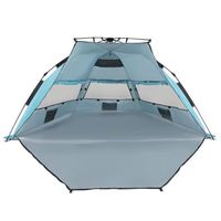 Tente de Plage Pop-up Automatique Famille 3-4 Personnes Anti UV UPF 50+ avec 3 Fenêtres et Sac de Transport, Bleu