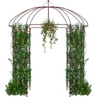 RELAX4LIFE Arche de Jardin en Métal pour Plantes Grimpantes, Voûte de Jardin en Forme de Cage à Oiseaux, 8 Tubes de Pieds, Bronze