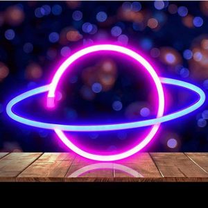 rose&bleu NIWWIN LED néon,veilleuse de chambre à coucher,lumière décorative de extraterrestre,Propulsé par batterie ou USB,cadeau d'anniversaire de Noël pour enfants,décoration de mariage de fête 