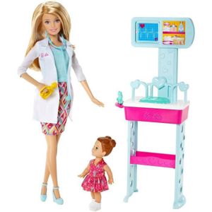 POUPÉE Poupée Mannequin Barbie - CCP71 - Docteur - Blouse Blanche et Stéthoscope - Inclus Petite Fille et Accessoires