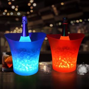 Couleur changeante Pour karaoké ou bar Leikance Seau à glace LED Seau à vin rond en plastique 