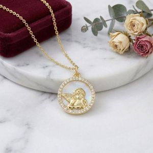 Collier Enfant Chaîne Et Médaille Ange En Nacre - Or Jaune Vermeil Sur Argent - Neuf Avec étiquettes