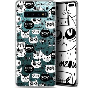 Coque Gel Samsung Galaxy S10 64 Extra Fine Chat Noir Chat Blanc