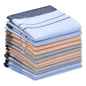 Mouchoirs blancs en tissu coton lot de 6 - Blanc et Couleurs