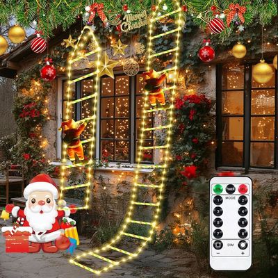 Guirlande Lumineuse Père Noël 3m - 8 Modes LED - Père Noël Escaladeur - Pour Décoration Intérieur Et Extérieur - Classe énergétique A