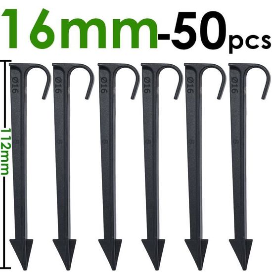 50 Supports Pour Tuyau Goutte à Goutte - Piquets De Fixation Noir Pour Tuyaux 4/7mm, Potager, Jardin - 13