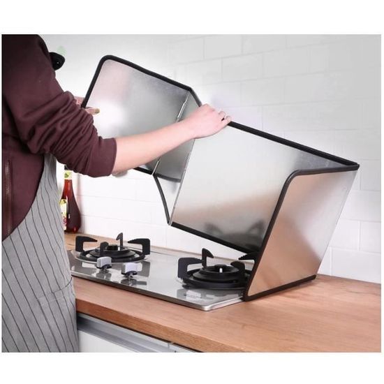 Plaque Anti-Projections De Cuisson Pliable En Acier Inoxydable 304 - Barrière Cuisine Gain De Place - Argent 40x40cm