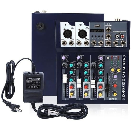 Console de mixage professionnelle à 4 canaux avec table de mixage pour Bluetooth US Plug 110-240V