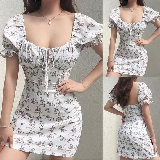 OS Robe pour femme Sexy Sexy Fashion Floral Lace Party Summer Retro
