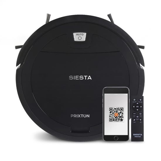 Aspirateur robot Siesta PRIXTON | Aspire et lave | WiFi | APP | Noir