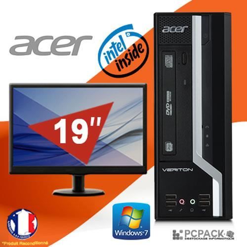 Unité Centrale - Pc Bureau Acer Veriton X2611g Intel @ 2.60ghz 4go 500go Win 7 + Ecran 19-