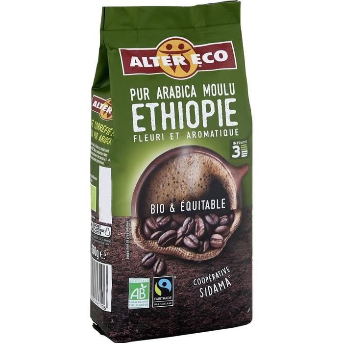 LOT DE 6 - ALTER ECO : Café moulu bio pur Arabica Ethiopie 260 g