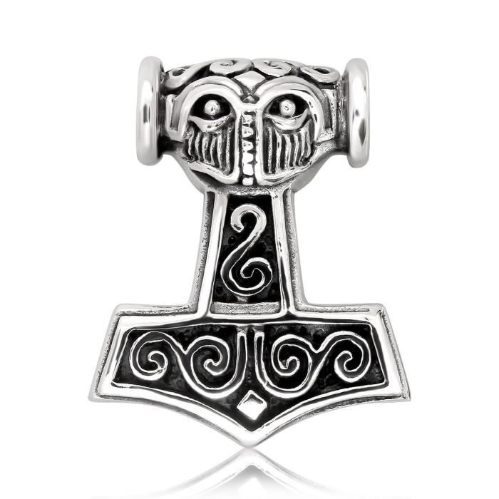 Chaine De Cou Vendue Seule O59EF Femmes Argent 925 Viking Amulette Guerrier Norse Marteau de Thor Mjolnir Pendentif