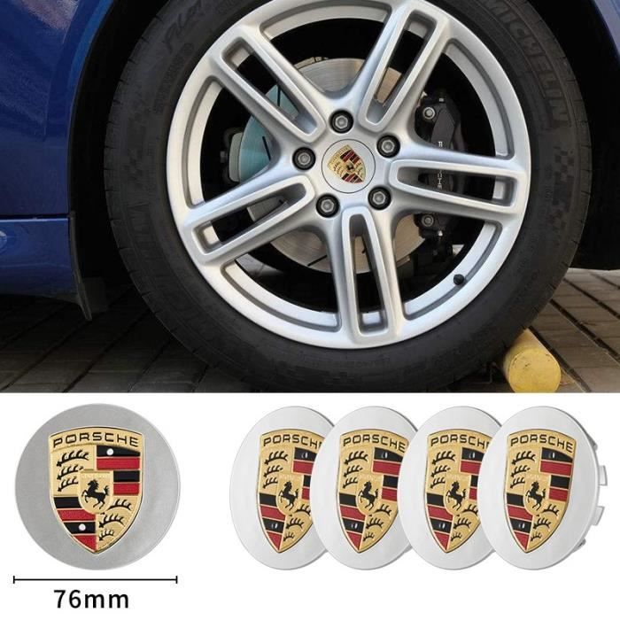 4 x caches moyeux Porsche 76mm argent centre roue logo Pour Porsche Cayenne Cayman Panamera boxster 911/718