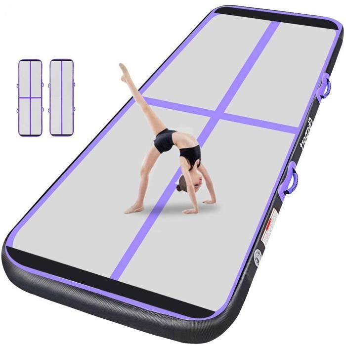 Tapis de gymnastique Tapis de yoga gonflable avec le plancher d'air de pompe - 300x100x10 cm - Violet