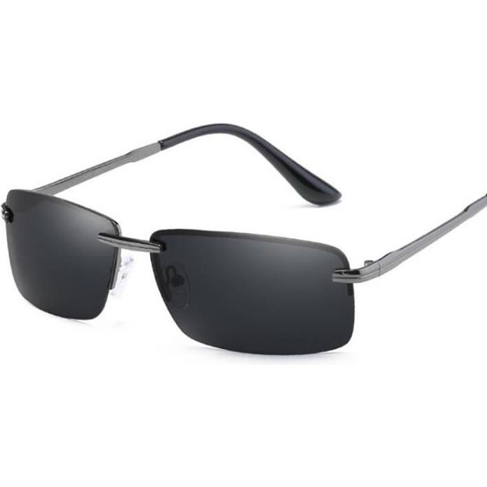 Lunettes de soleil Hommes Lumière polarisée Métal Classique Lunettes sans cadre Anti-éblouissement Conducteur de conduite