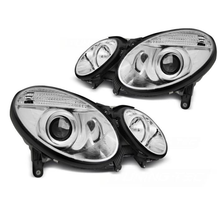 Paire de feux phares Mercedes classe E W211 de 2006 a 2009 chrome