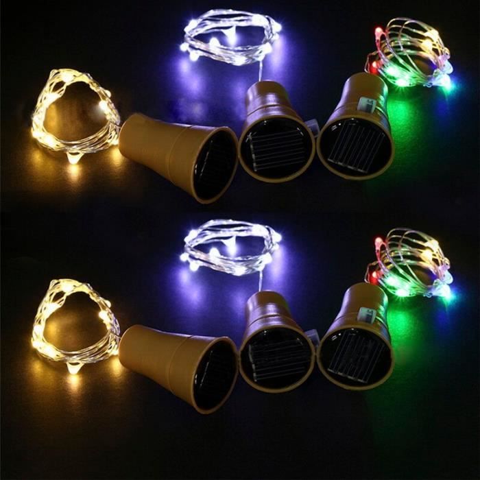 1 m 8-10 LED vin liège lumière solaire-alimenté vin lumière bouteille en forme de liège - Modèle: 1m 8 Lights Color - MILEDCB08881