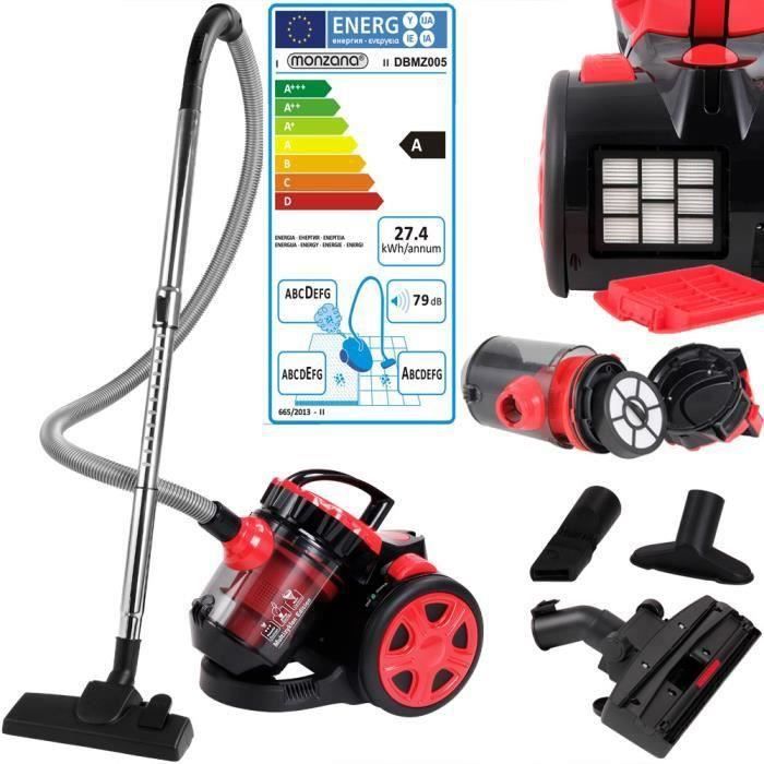 Aspirateur sans sac rouge max.900 Watt - ECO Power - Multicyclone Brosse 2 en 1