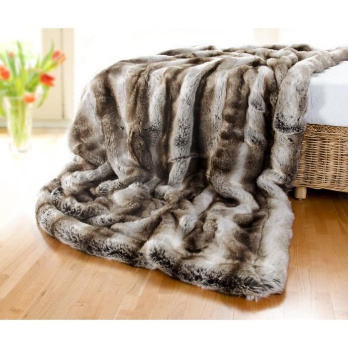 COUVERTURE Très Grande Couverture Couverture en Fourrure, Couvre-lit, Fausse Fourrure Loup Gris-Marron (Couvre-lit 260x300cm)2316