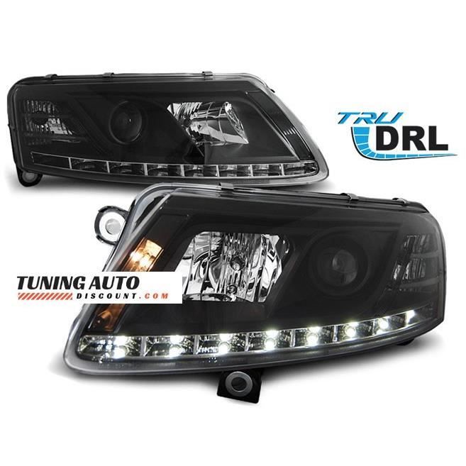 Phares avant Audi A6, c6 04.04-08 dru drl noir h7