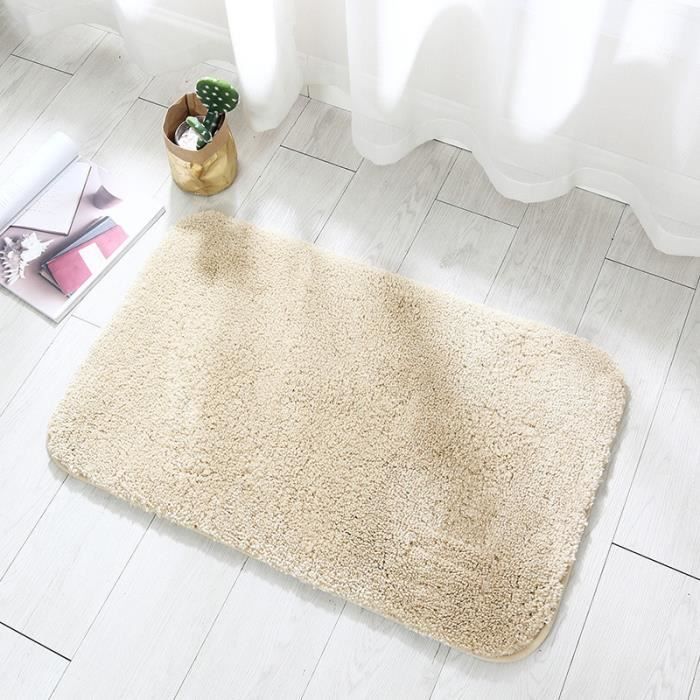 Tapis de sol de salle de bain, épaissi, absorbant et antidérapant-Beige-50x80cm
