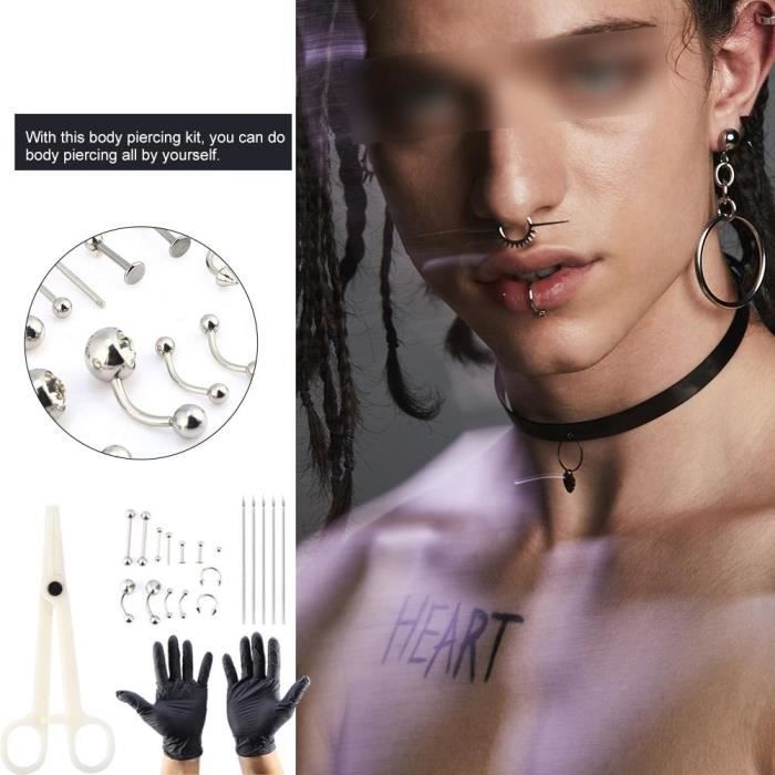 Kit de Piercing - Ensemble d'aiguilles à tétons et nombril AB074