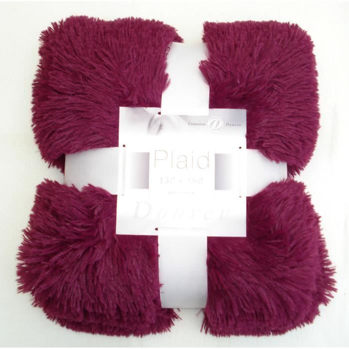 - Plaid 130x160cm - BEATLE PURPLE - fourrure poil long - 100%Polyester