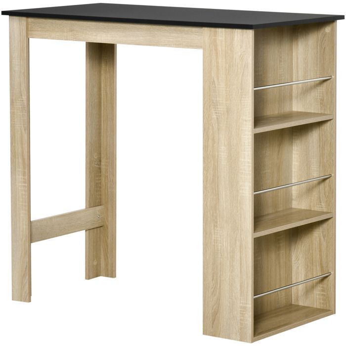 Table de bar table haute de cuisine avec rangement étagère de 112L x 57l x 106H cm