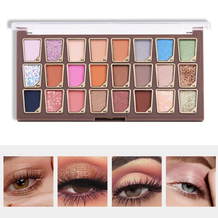 JANZDIYS 24 Couleurs Palette de Fards à Paupières-Peut être Taché-Professionnel Etanche et Durable-Cadeau de Noël