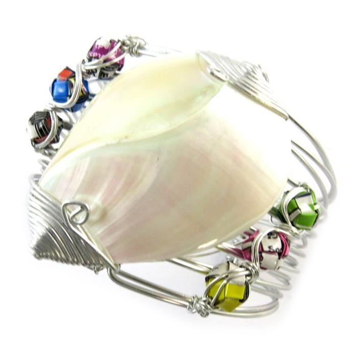 Bracelet artisanal New Life nacre (fait main)- Les Trésors De Lily [N9542]