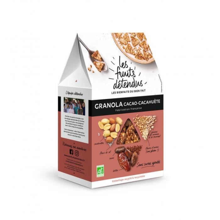Granola cacao cacahuète 300gr - Les Fruits Détendus