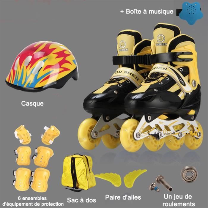 Rollers In Line Pour Enfants Roues LED Illuminées Patins à Roulettes Cadeaux 5 Pièces Avec Boîte à Musique
