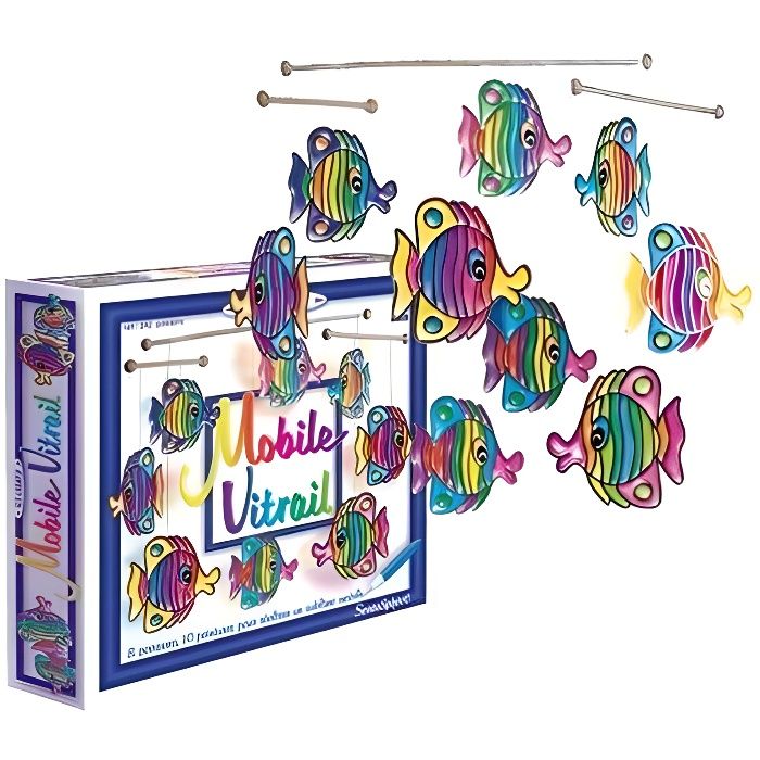 Kit créatif Sentosphère - Mobile vitrail poissons