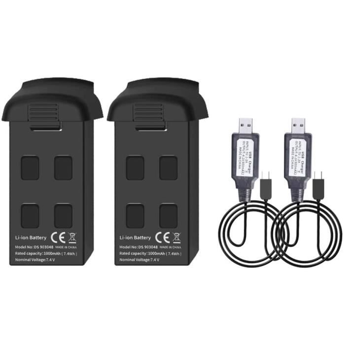 SNAPTAIN drone SP500 Kit batterie 3.7V Batterie 2 en 1 Batteries avec 2 chargeur