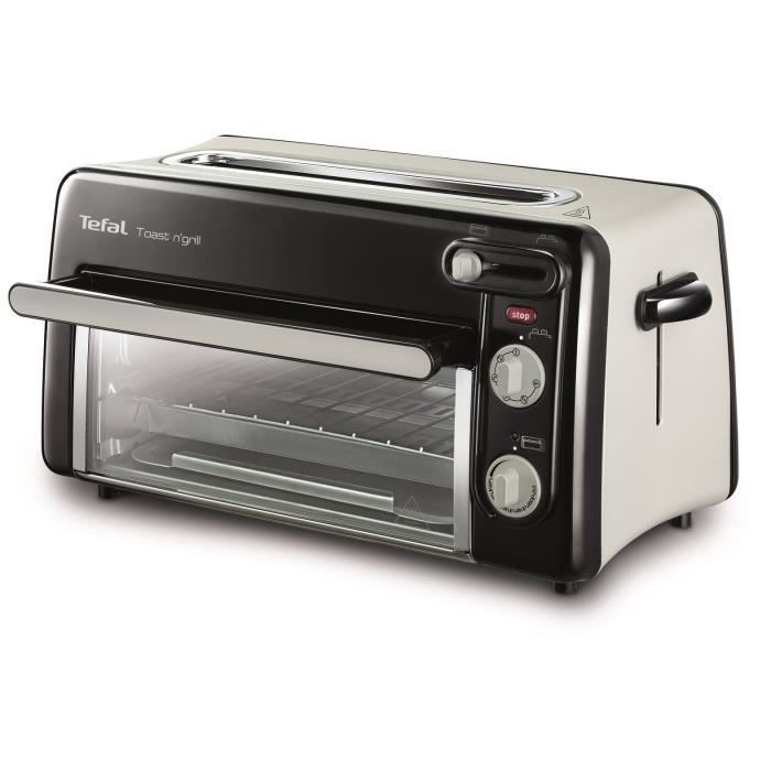 TEFAL TL600830 TOAST N’GRILL 2 en 1, Grille-pain longue fente 26 cm, Remonte haute du pain, Mini four 210°, Thermostat 6 positions