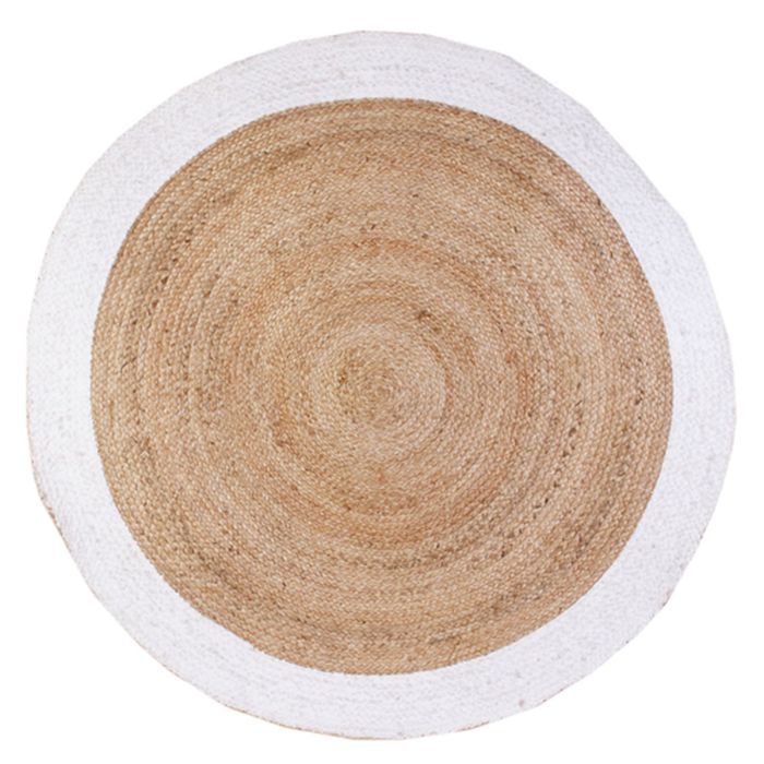 Tapis rond en jute design bicolore Sophie - Diam. 120 cm - Blanc