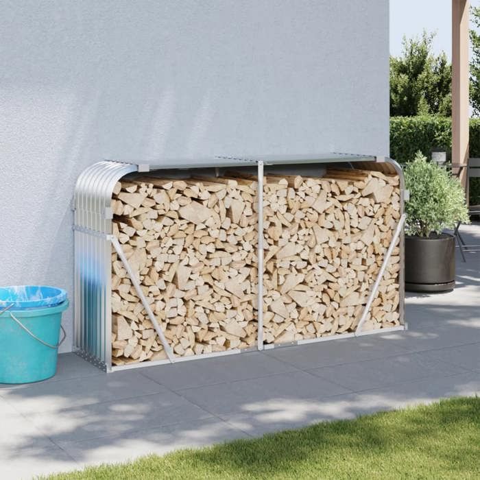 Étagère à bûches de Bois de Chauffage avec Housse de 1,6 m - Étanche - Rangement pour Bois de Chauffage - Support réglable et Robuste - Tissu Oxford 500D Noir avec Dos